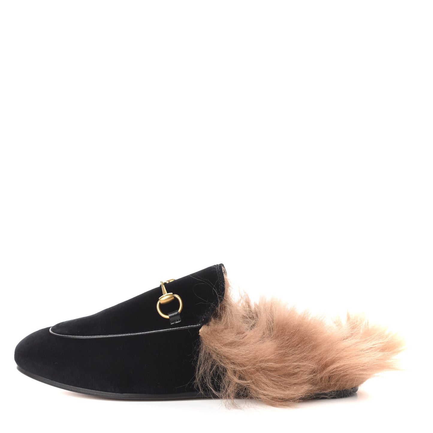Velvet Fur Womens Princetown Slippers 36.5 Black