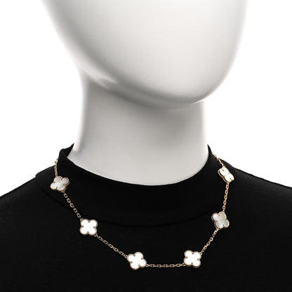 Van Cleef & Arpels 18K Yellow Gold Mother of Pearl 10 Motifs Vintage Alhambra Necklace 2 of 6