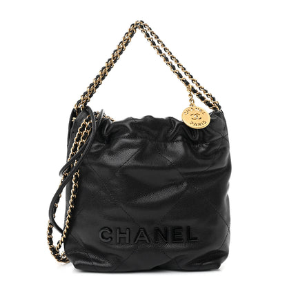 Chanel Shiny Caviar Quilted Monochrome Mini Chanel 22 Black 1 of 11