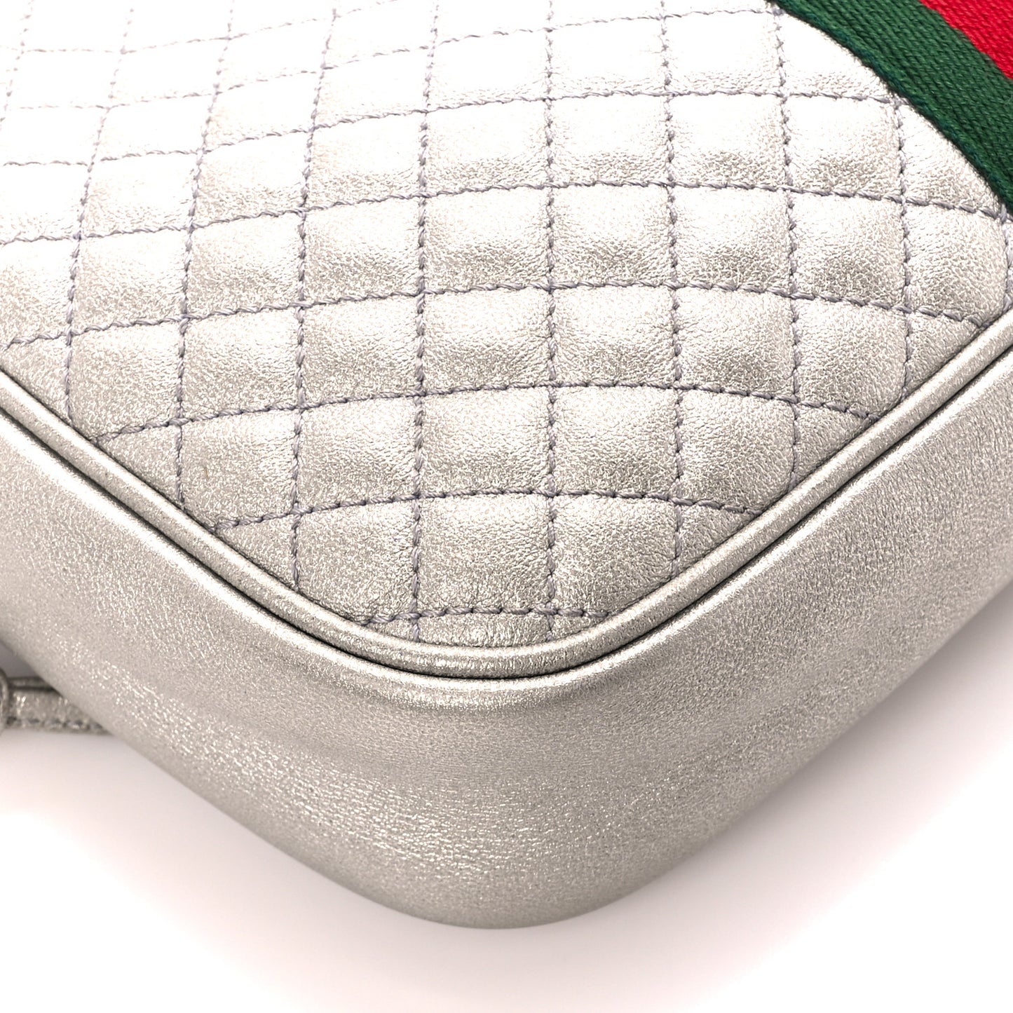 Laminated Nappa Web Trapuntata Small GG Shoulder Bag Argento