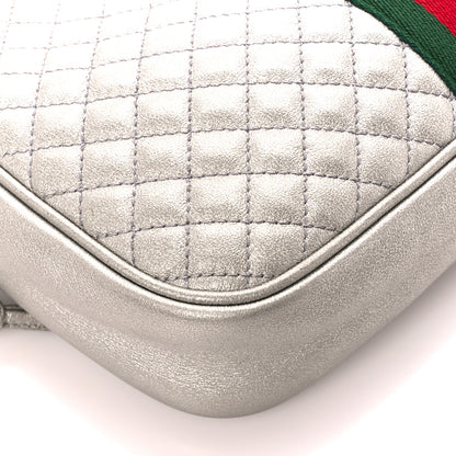 Gucci Laminated Nappa Web Trapuntata Small GG Shoulder Bag Argento 8 of 9