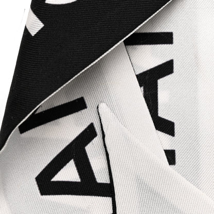 Chanel Silk Logo Slim Bandeau Scarf Black White 4 of 5