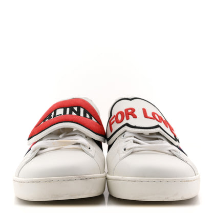 Gucci Calfskin Ayers Web Blind for Love Embroidered Womens Ace Sneakers 40.5 White 3 of 13