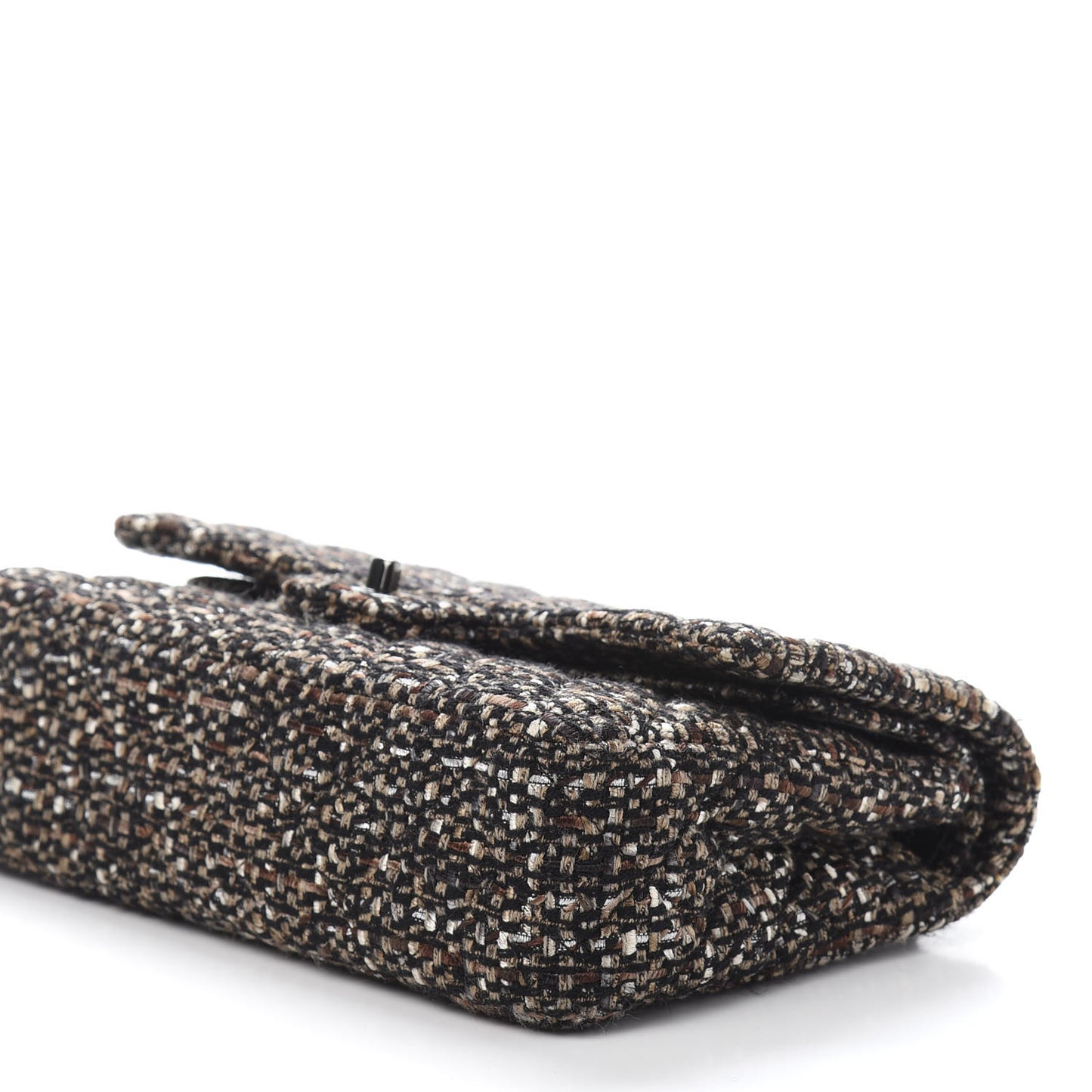 Tweed Quilted Medium Double Flap Brown