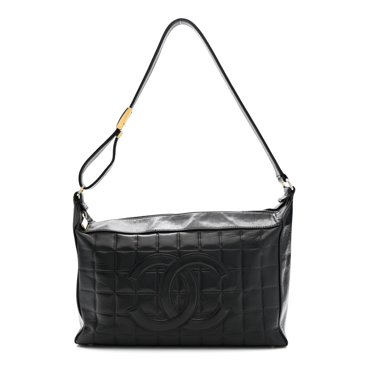 Lambskin Quilted Medium Chocolate Bar Shoulder Bag Black