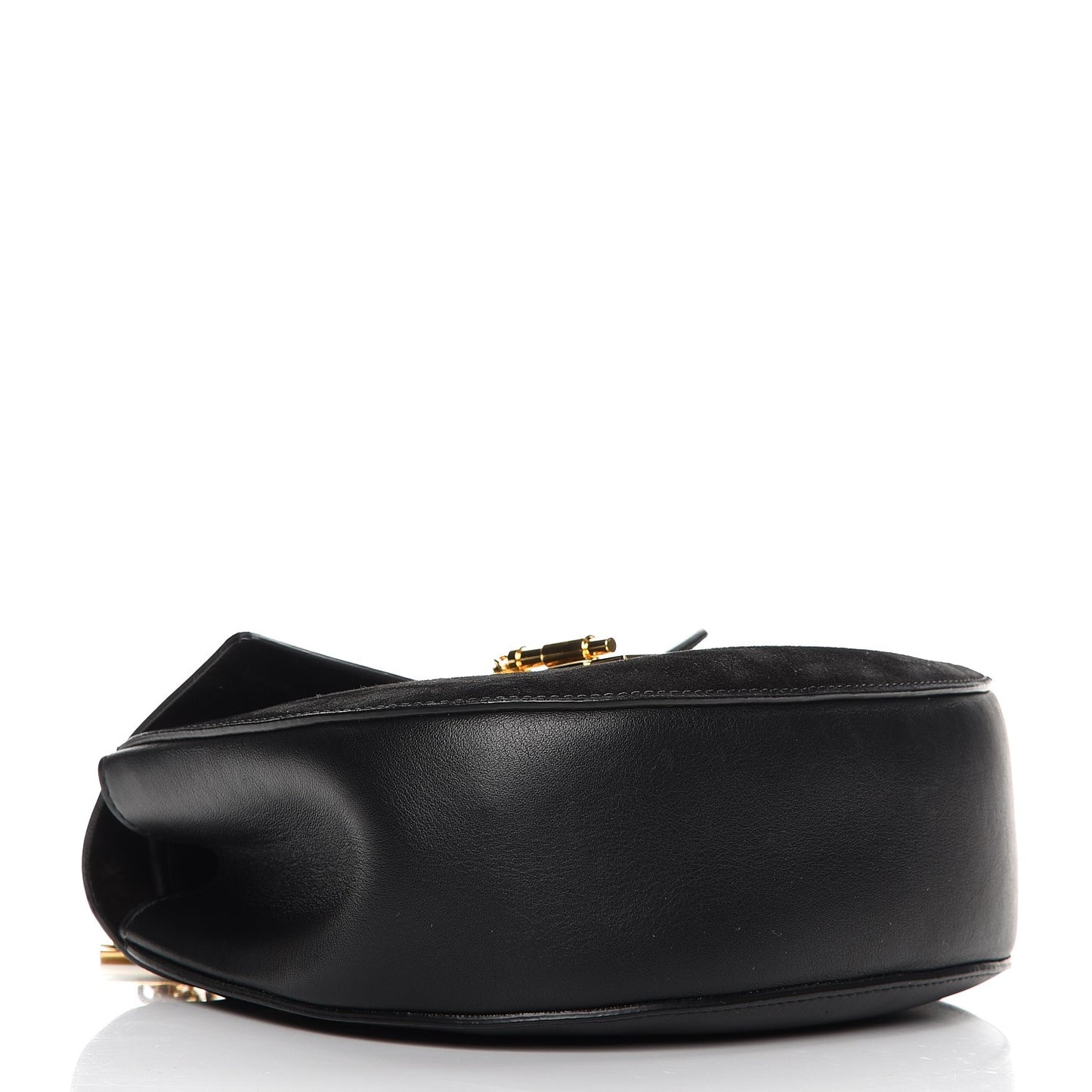 Suede Smooth Calfskin Drew Shoulder Bag Black