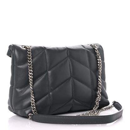 Saint Laurent Lambskin Quilted Toy Loulou Puffer Monogram Chain Satchel Storm 3 of 15
