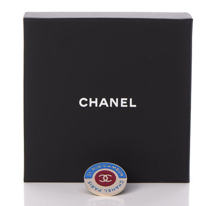 Chanel Enamel Rue Cambon CC Pin Brooch Blue Red Gold 6 of 6