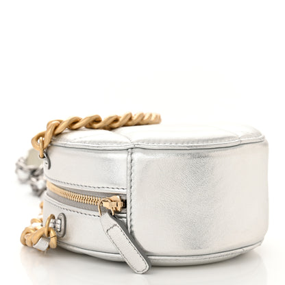 Chanel Metallic Lambskin Quilted Chanel 19 Round Clutch With Chain Silver 4 of 10