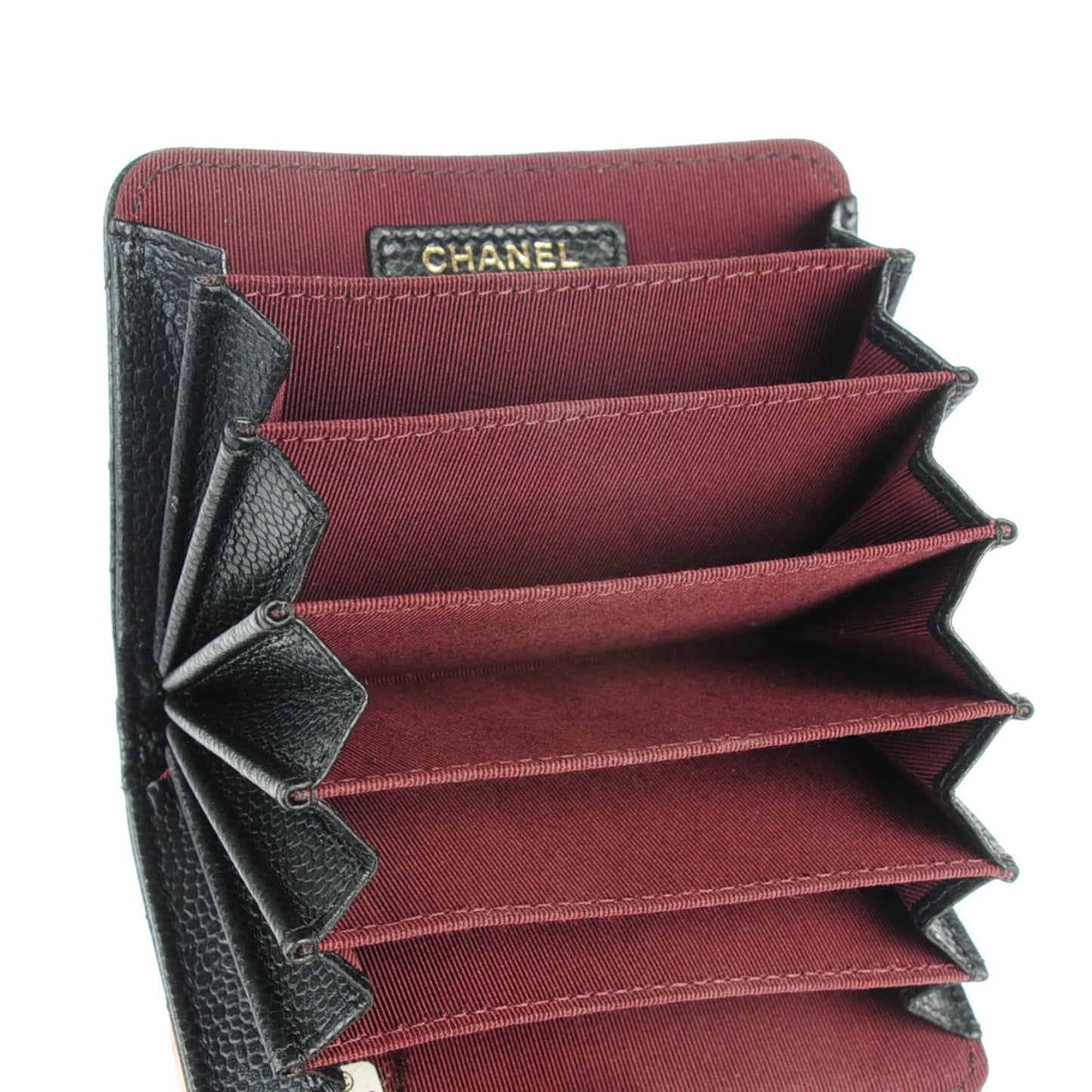 Caviar Quilted Gusseted Card Holder Black