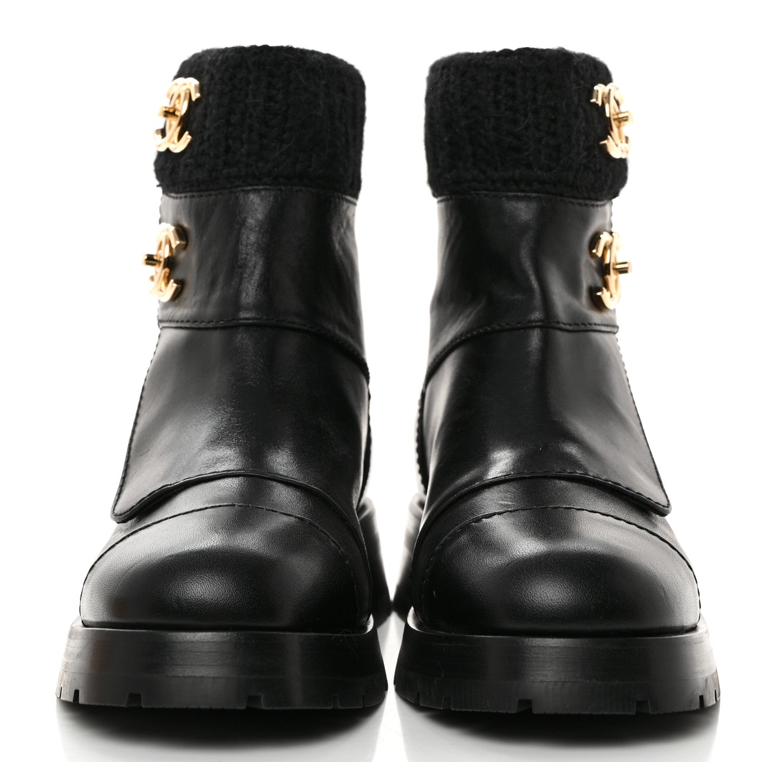 Chanel Calfskin Knit CC Short Boots 36.5 Black 2 of 9
