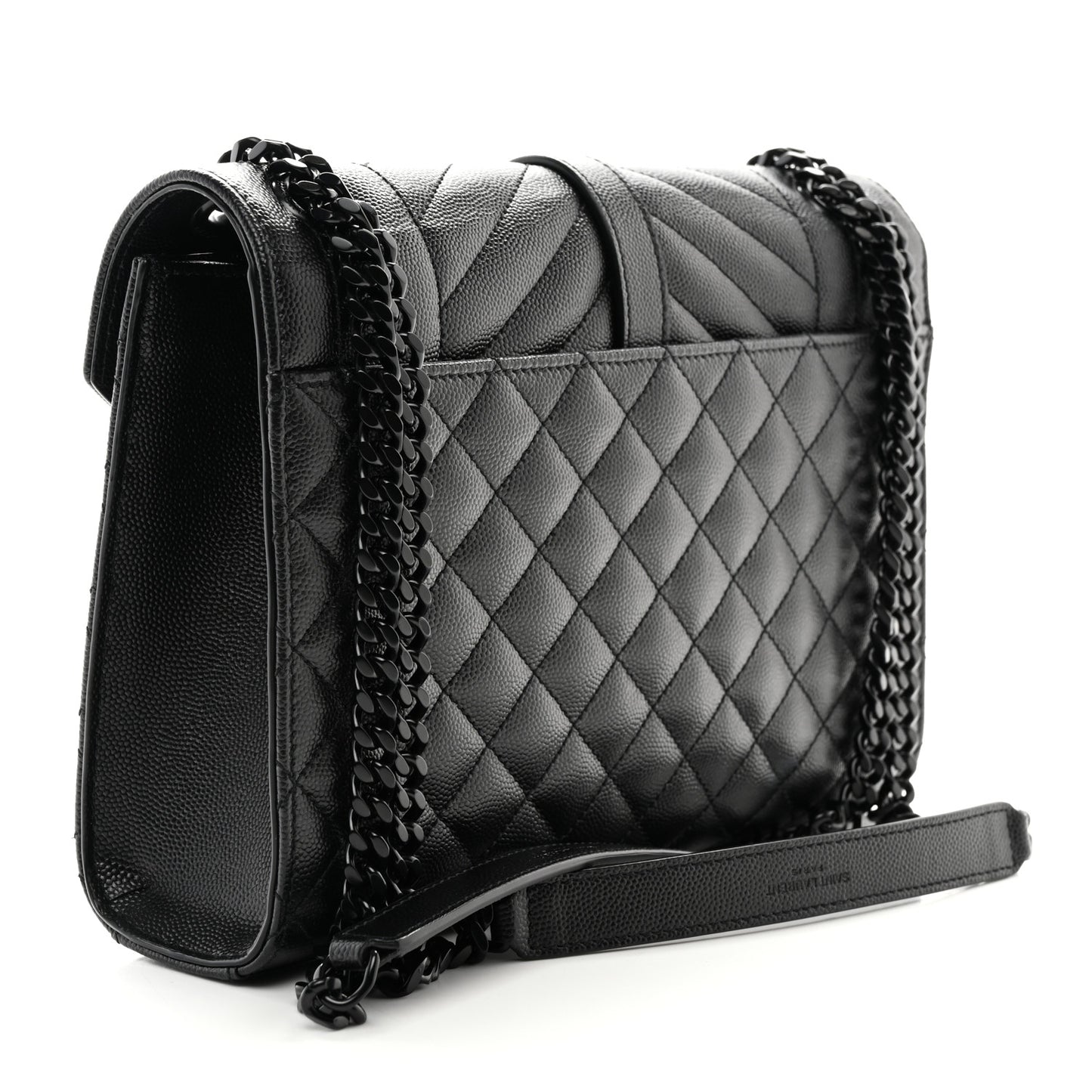 Grain De Poudre Textured Mixed Matelasse Triquilt Medium Monogram Monochrome Satchel Black