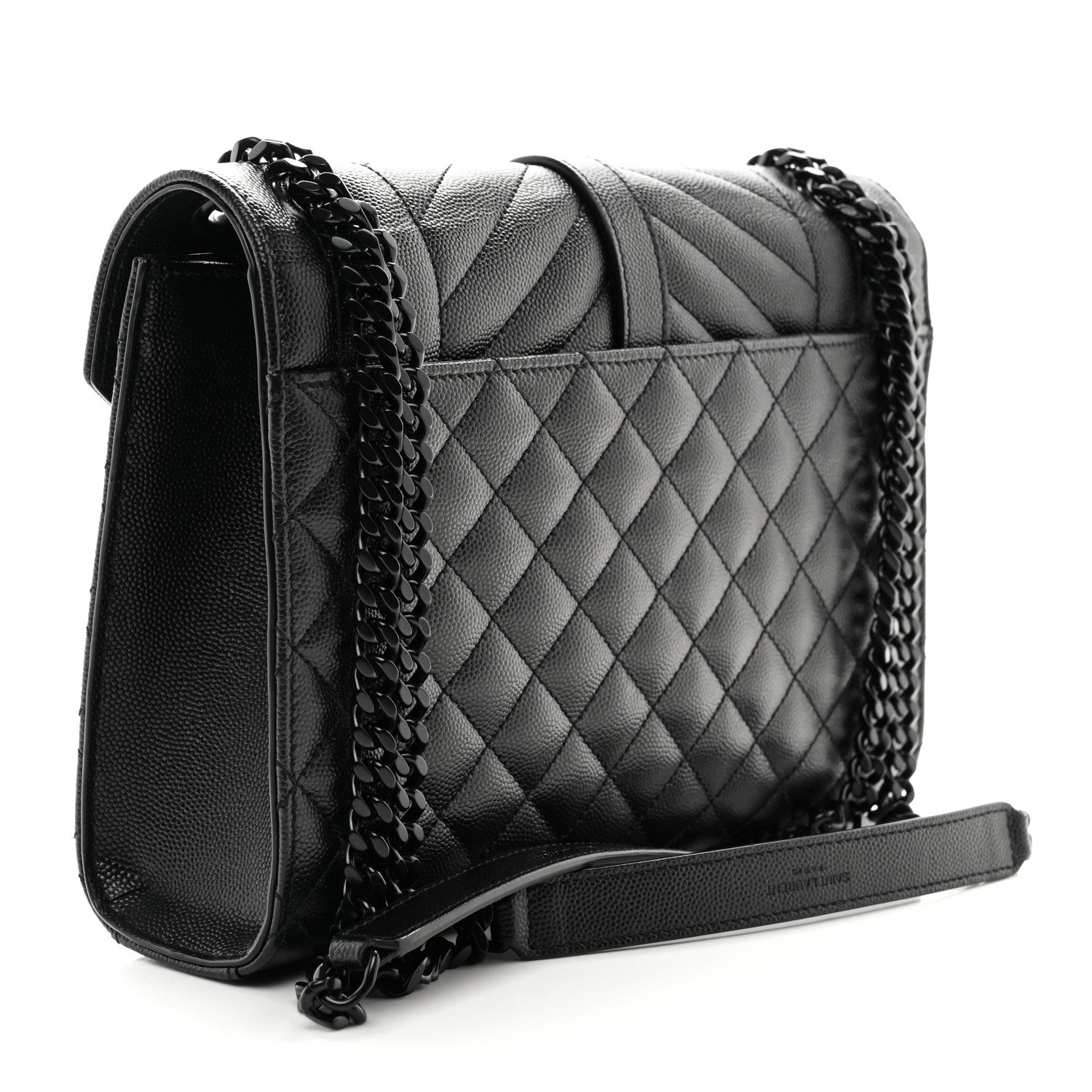 Saint Laurent Grain De Poudre Textured Mixed Matelasse Triquilt Medium Monogram Monochrome Satchel Black 3 of 10