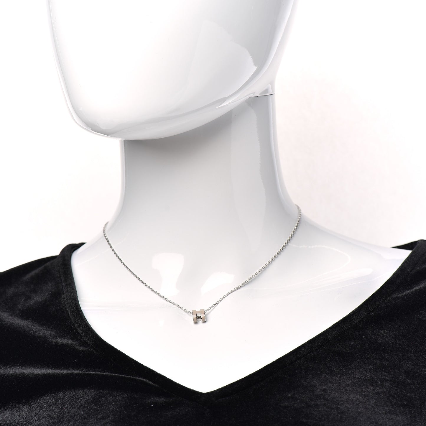 Palladium Mini Pop H Pendant Necklace Marron Glace