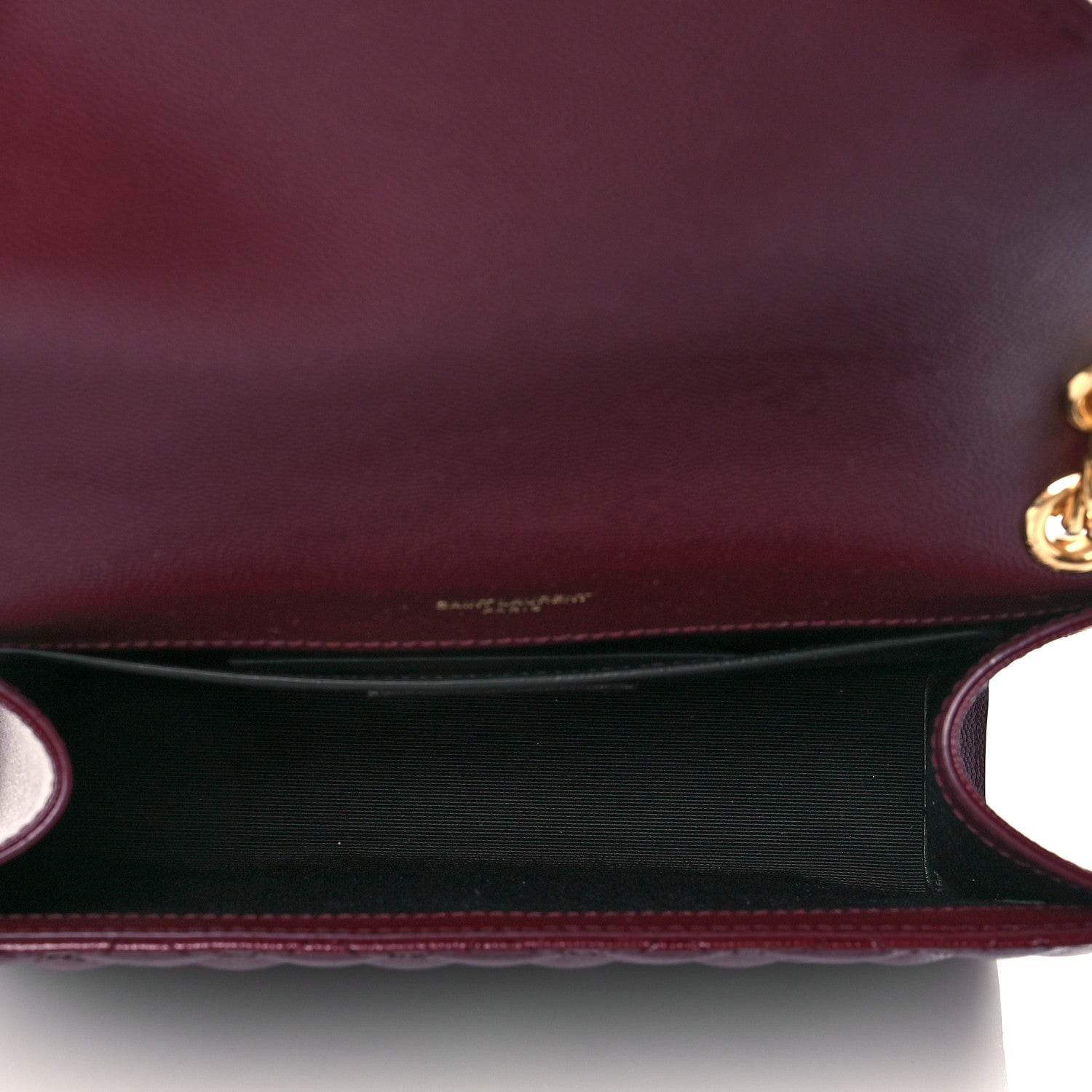Saint Laurent Grain De Poudre Textured Mixed Matelasse Medium Triquilt Monogram Satchel Rouge Legion 4 of 8