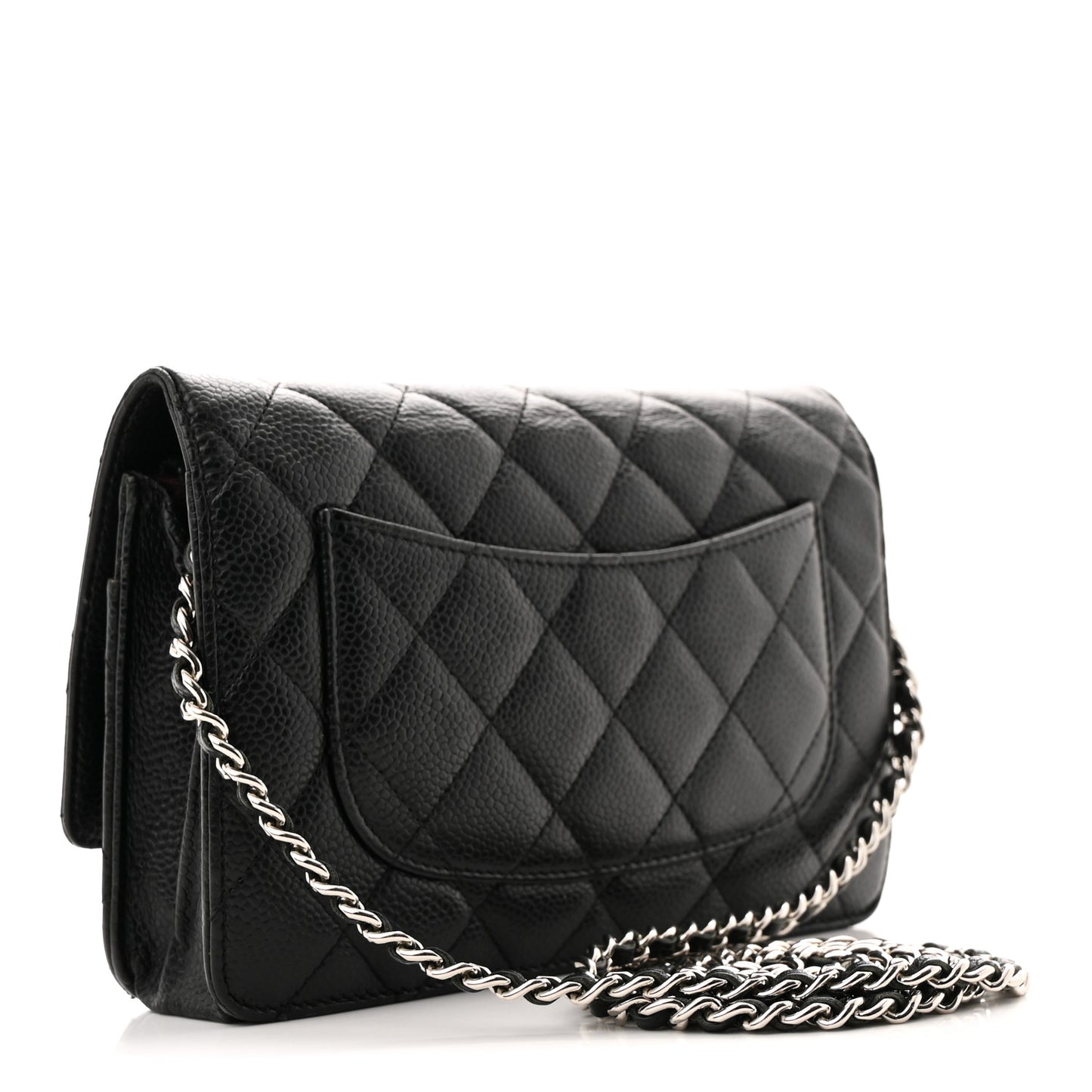 Caviar Quilted Wallet on Chain WOC Black