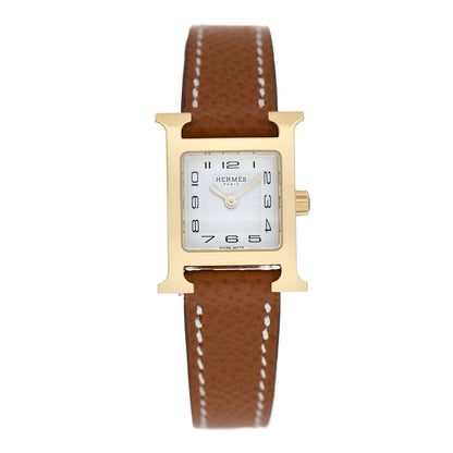 Hermes Stainless Steel Epsom 17.2mm Heure H Hour Quartz Watch Gold 1 of 5