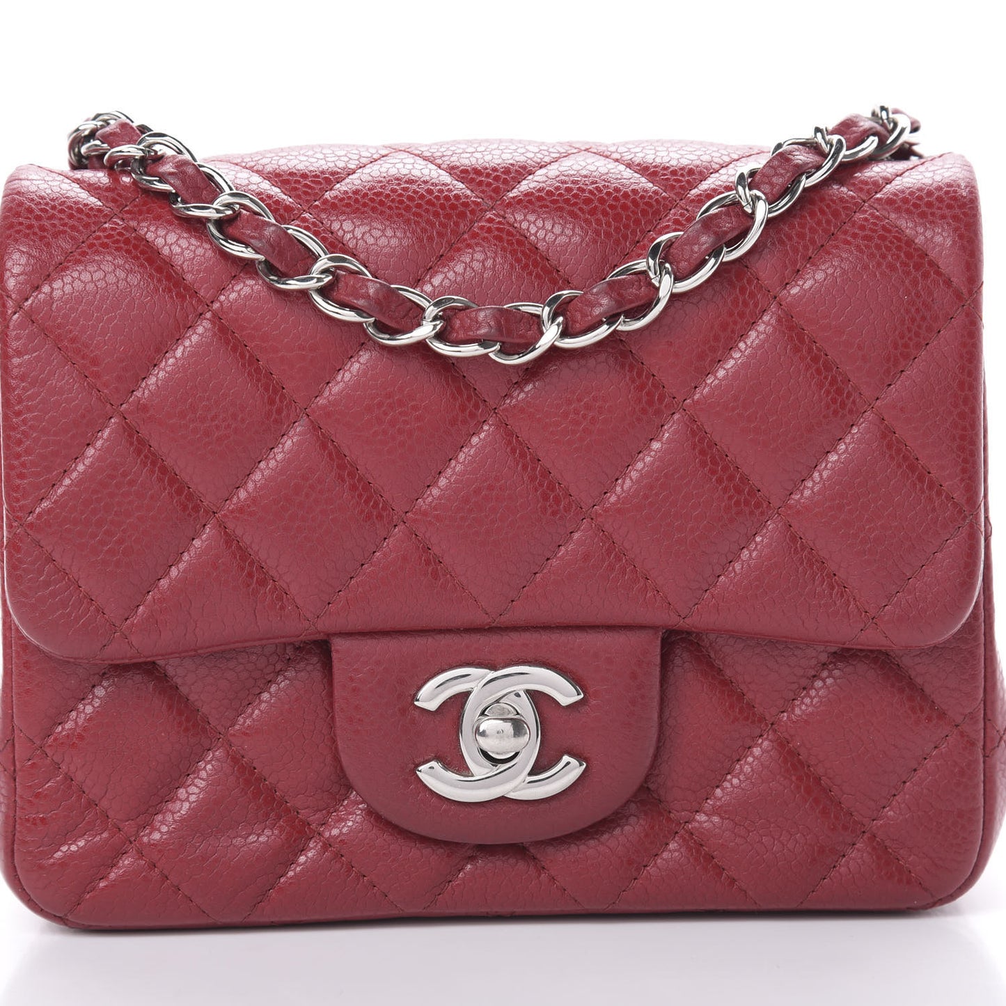 Caviar Quilted Mini Square Flap Red