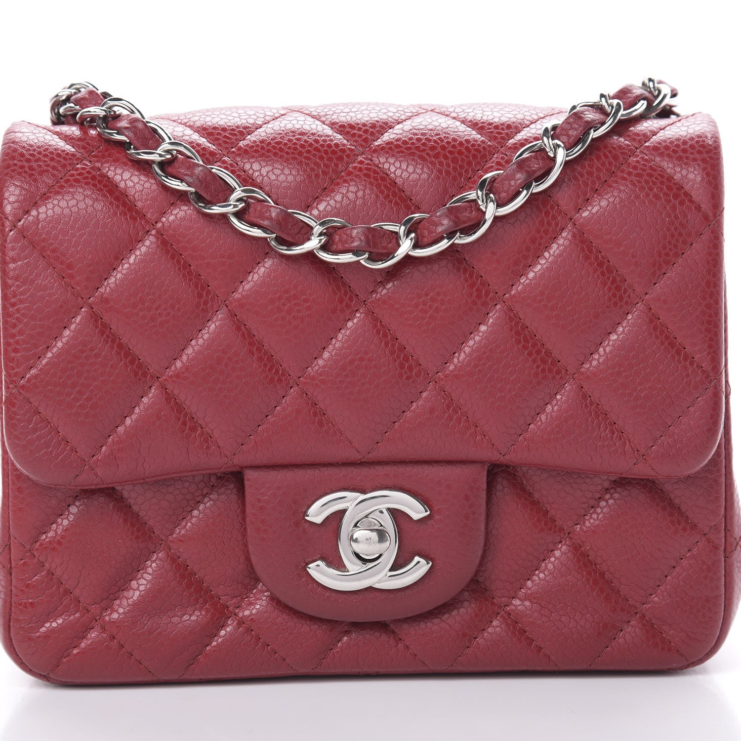 Chanel Caviar Quilted Mini Square Flap Red 8 of 10