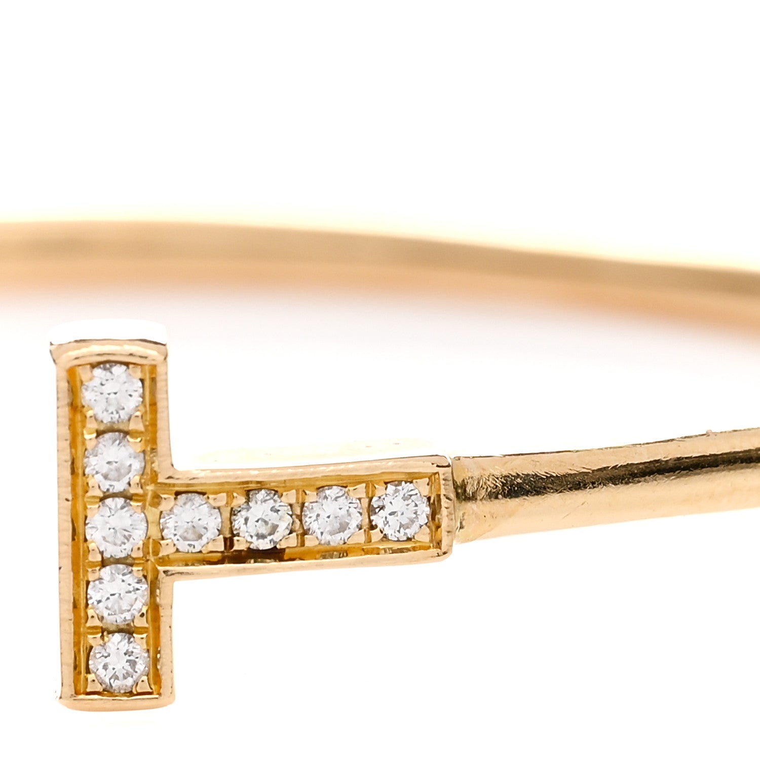 Tiffany 18K Yellow Gold Diamond T Wire Bracelet 4 of 4