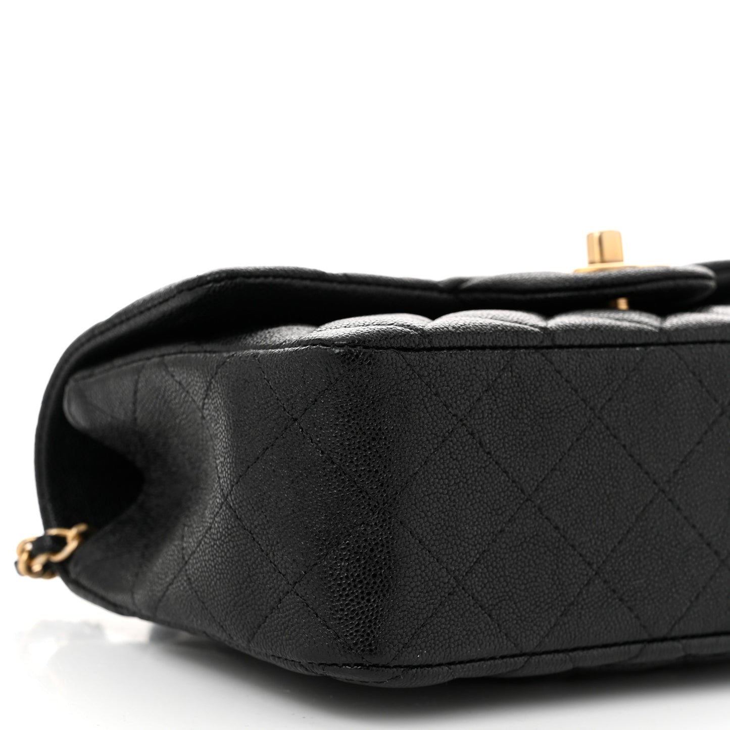 Caviar Quilted Mini Top Handle Rectangular Flap Black