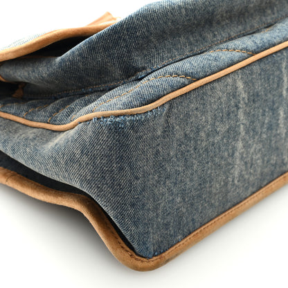 Saint Laurent Denim Suede Monogram Medium Niki Chain Satchel Blue Cinnamon 7 of 8