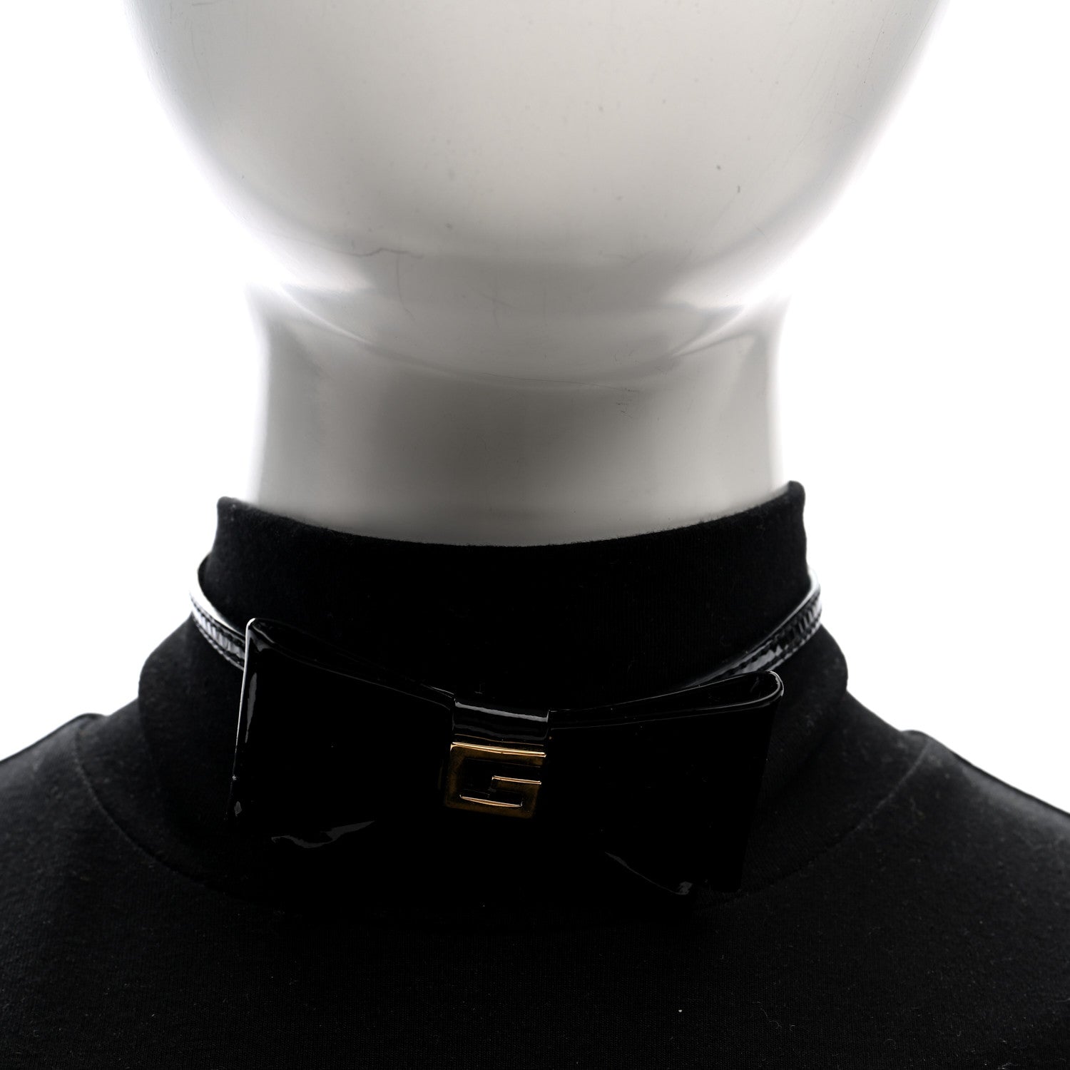 Gucci Patent G Bow Choker Necklace Black Gold 2 of 4