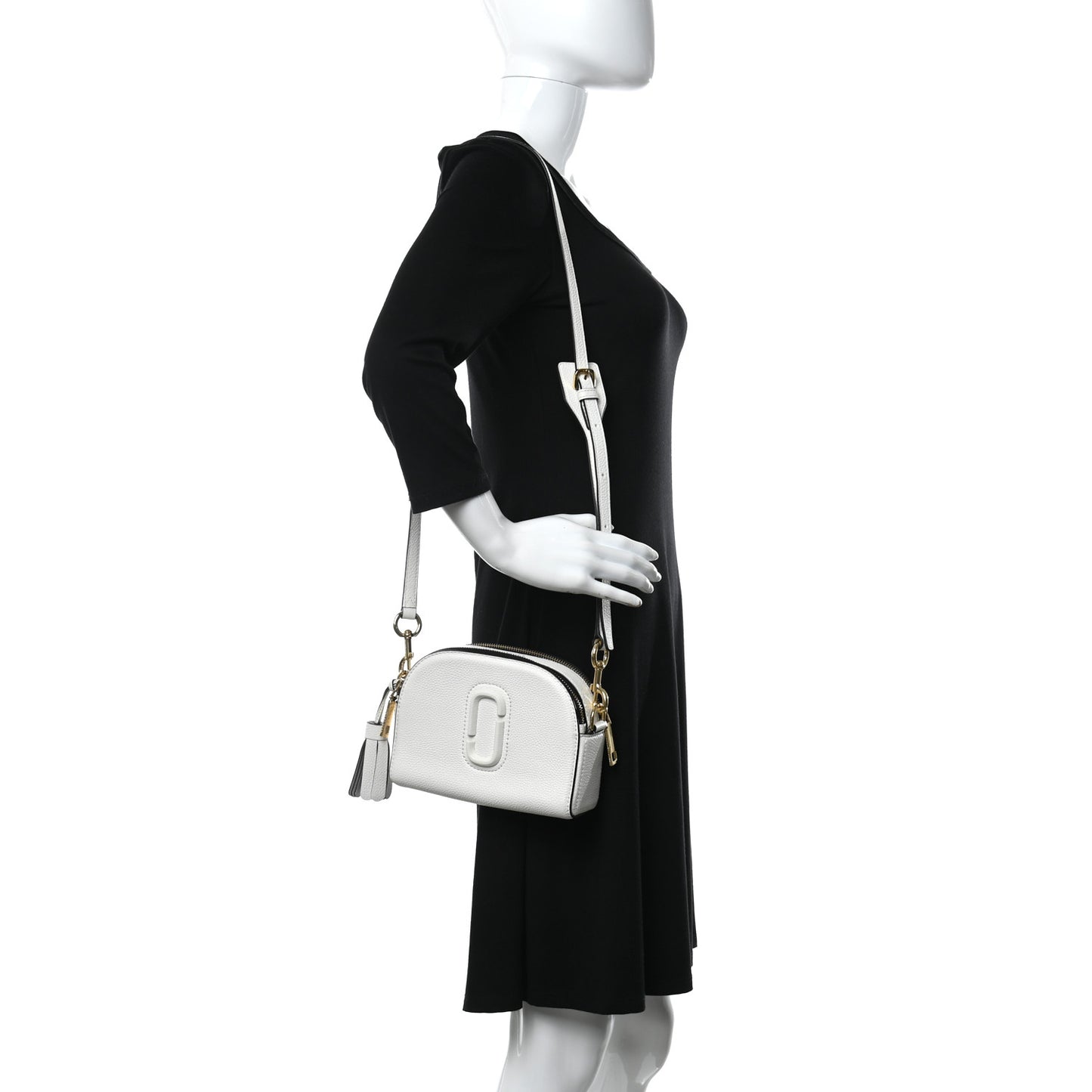 Calfskin Shutter Camera Crossbody Bag White