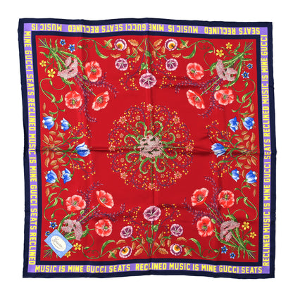Gucci Silk Twill Campanule Cent Square Scarf Red Blue 1 of 4