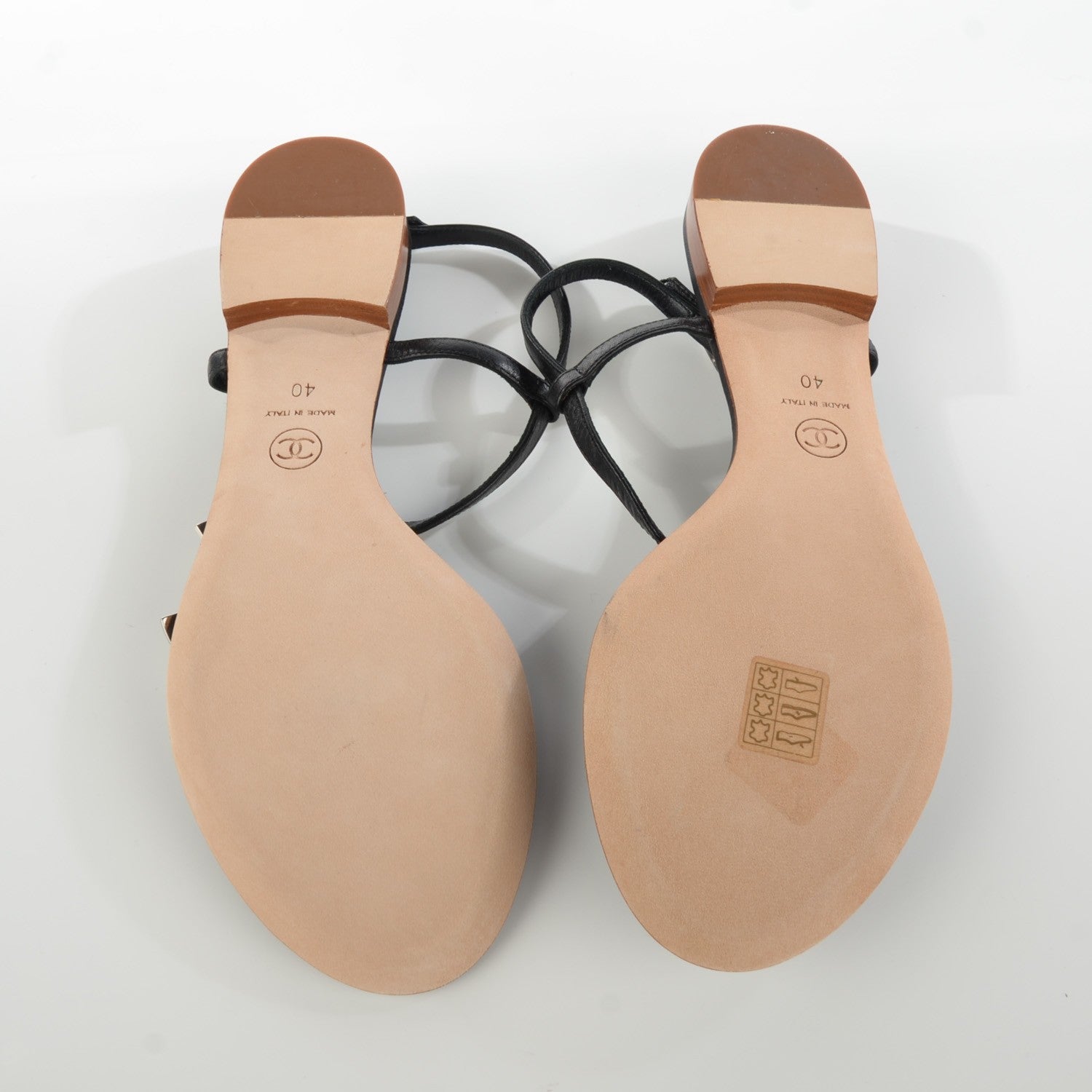 Chanel Leather CC Thong Sandals 40 Black 6 of 8