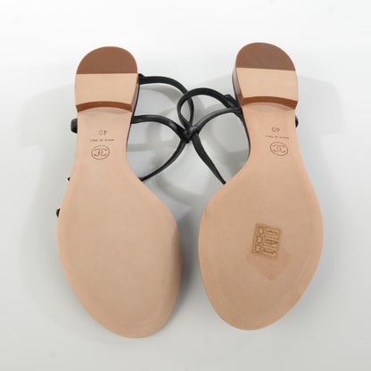 Chanel Leather CC Thong Sandals 40 Black 6 of 8