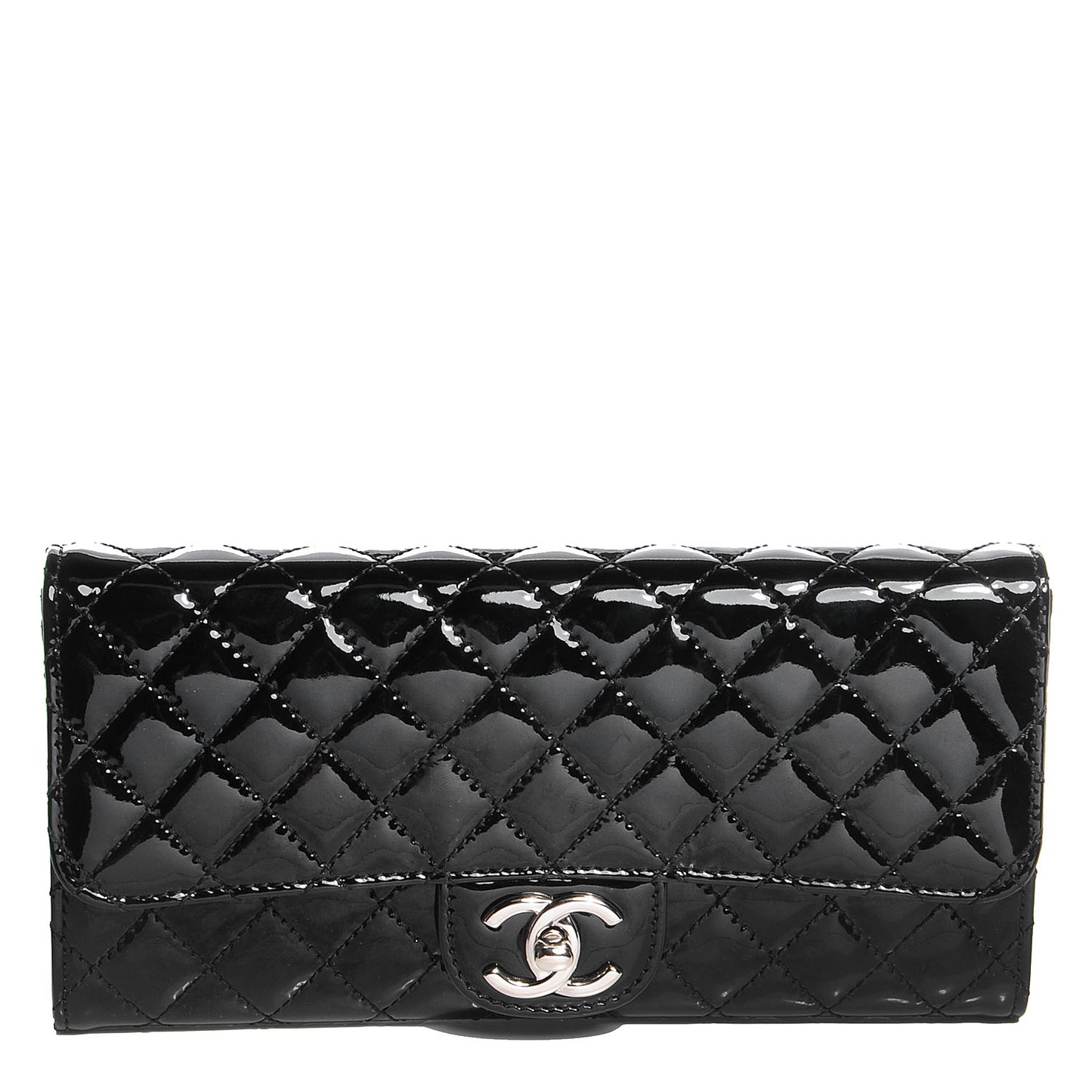 Patent Quilted Clutch Flap Black