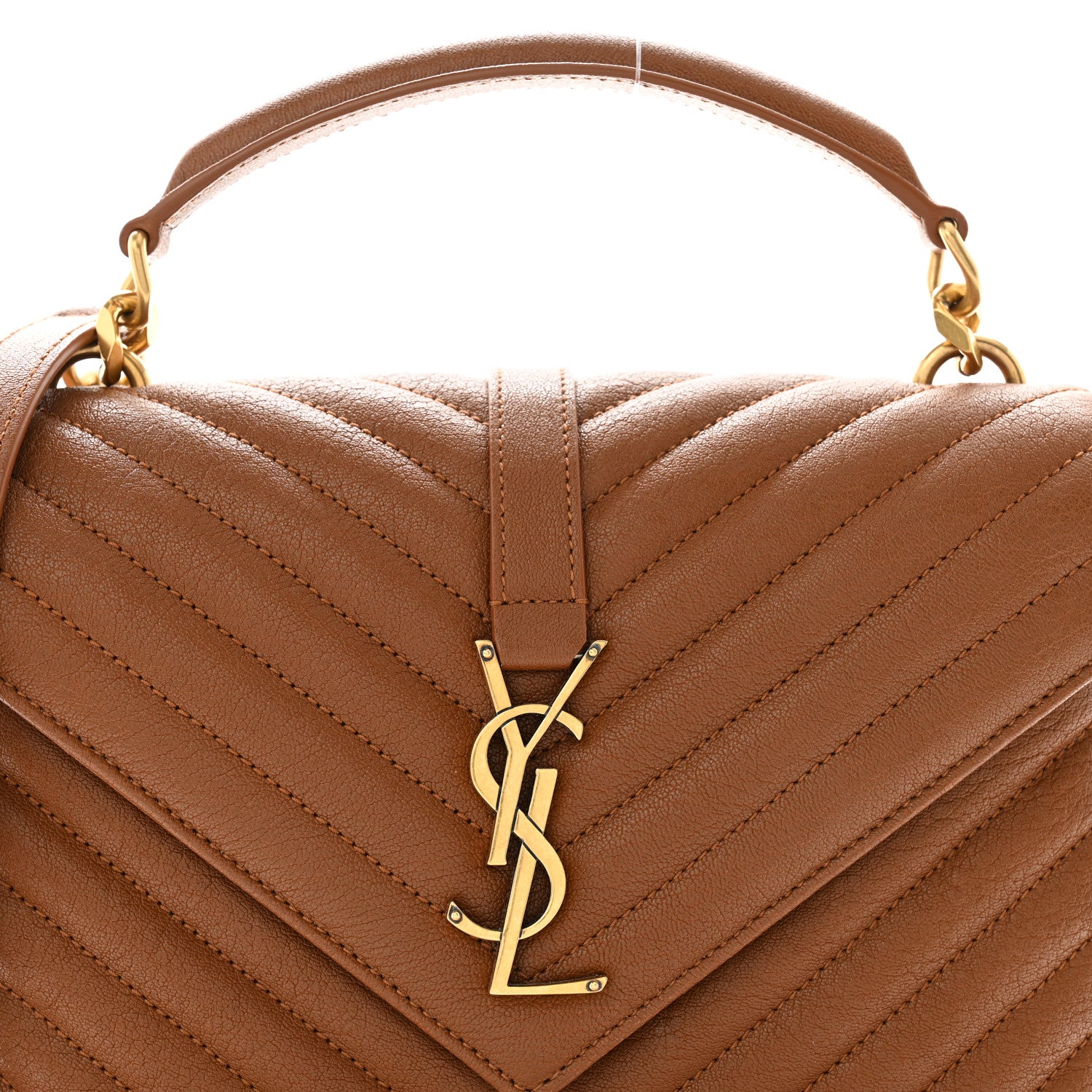 Saint Laurent Sheepskin Matelasse Chevron Monogram Medium College Bag Brick 8 of 10