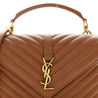Saint Laurent Sheepskin Matelasse Chevron Monogram Medium College Bag Brick 8 of 10