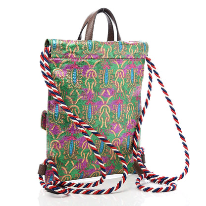 Gucci Brocade Animalier Bow Drawstring Backpack Multicolor 2 of 10