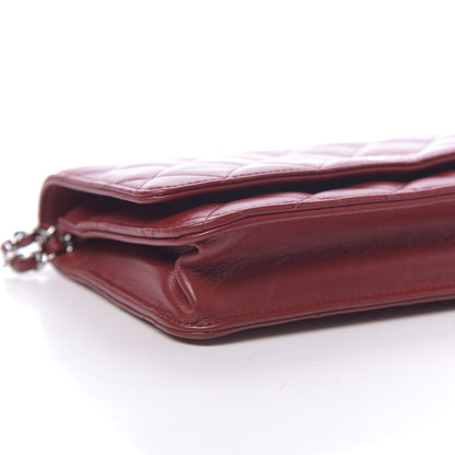 Chanel Lambskin Quilted Wallet On Chain WOC Red 8 of 12