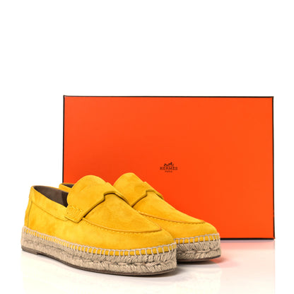 Hermes Suede Goatskin Womens Trip Espadrilles 38 Jaune Citron 9 of 9