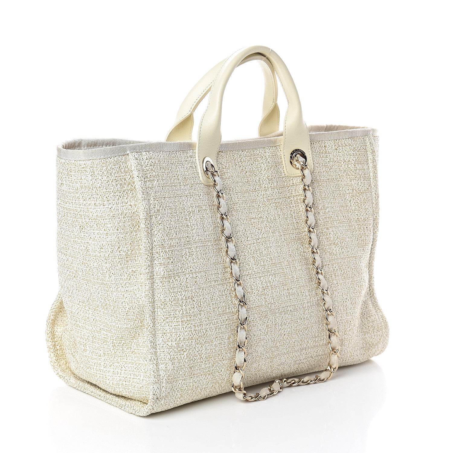 Chanel Canvas Medium Deauville Tote Ivory 2 of 9