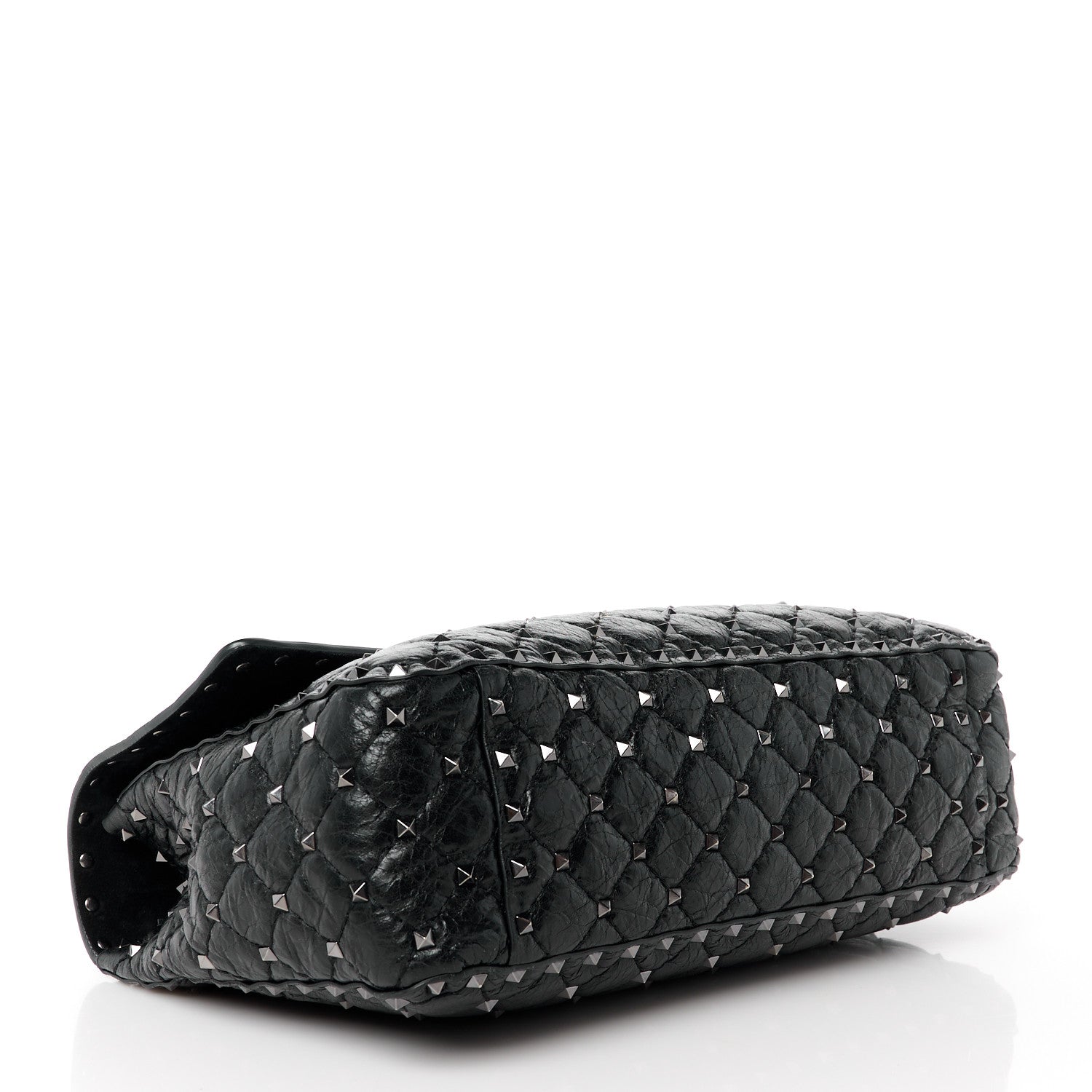 Valentino Garavani Craquele Nappa Large Rockstud Spike Shoulder Bag Black 4 of 11