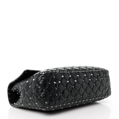 Valentino Garavani Craquele Nappa Large Rockstud Spike Shoulder Bag Black 4 of 11