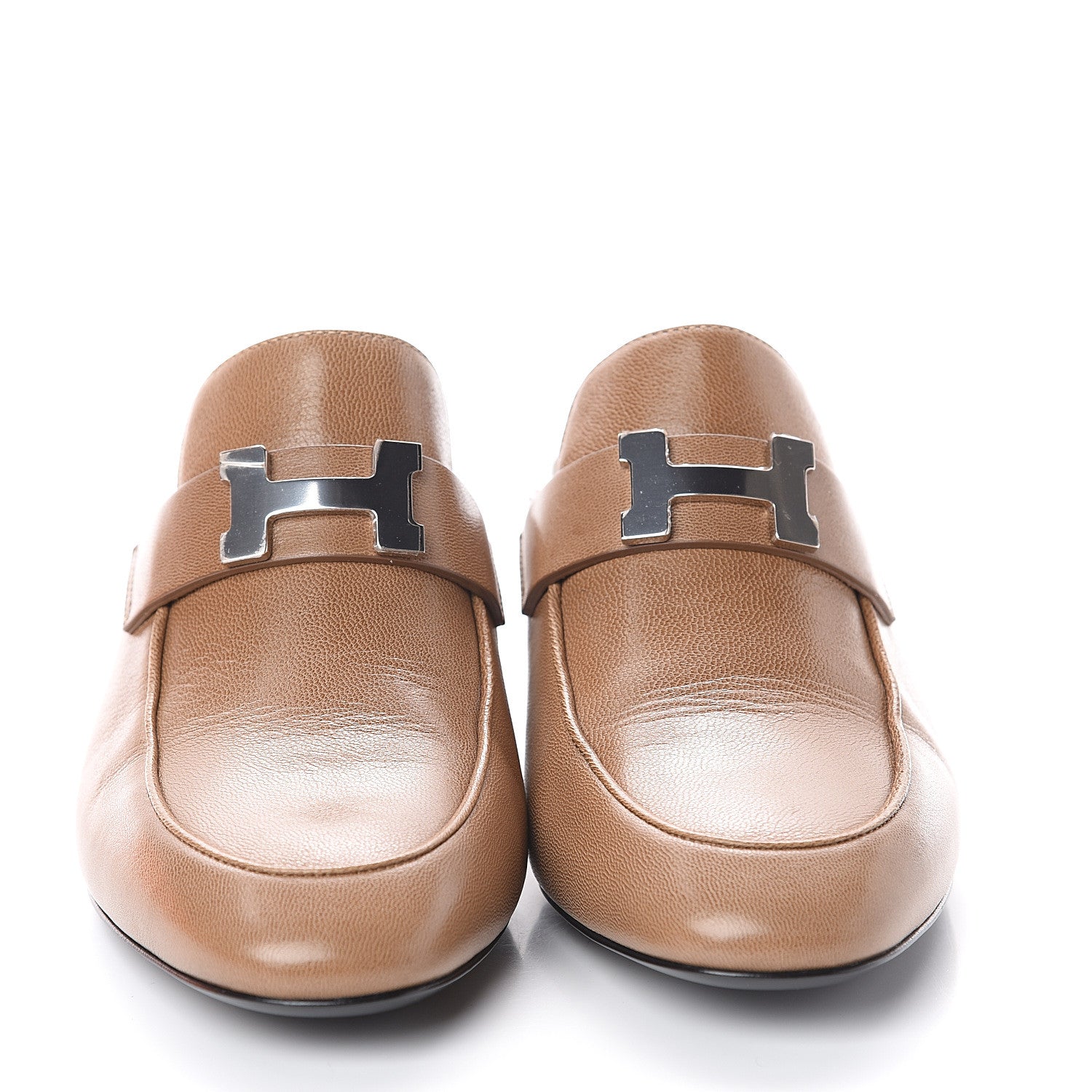 Hermes Goatskin Paradis Mules 37.5 Taupe 2 of 7