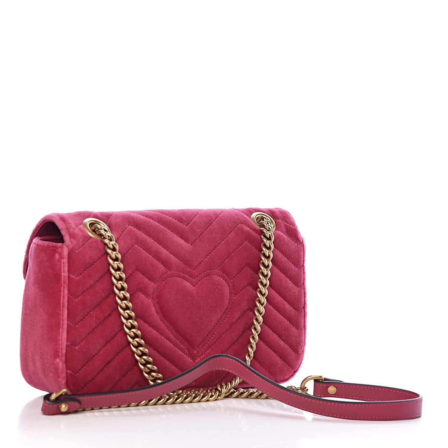 Gucci Velvet Matelasse Small GG Marmont Shoulder Bag Light Raspberry Rose 3 of 10