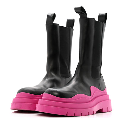 Bottega Veneta Calfskin The Tire Chelsea Boots 39 Black Hollyhock 4 of 12