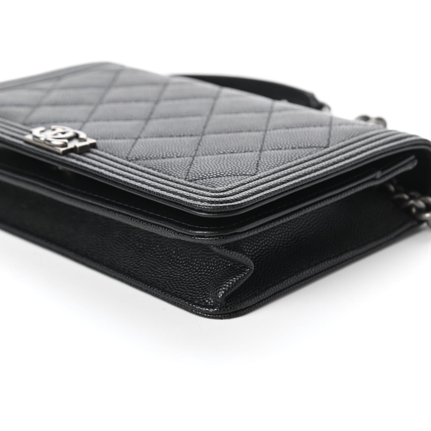 Caviar Quilted Boy Wallet On Chain WOC Black