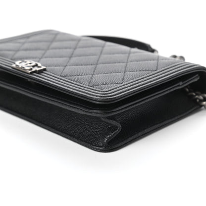 Chanel Caviar Quilted Boy Wallet On Chain WOC Black 7 of 11