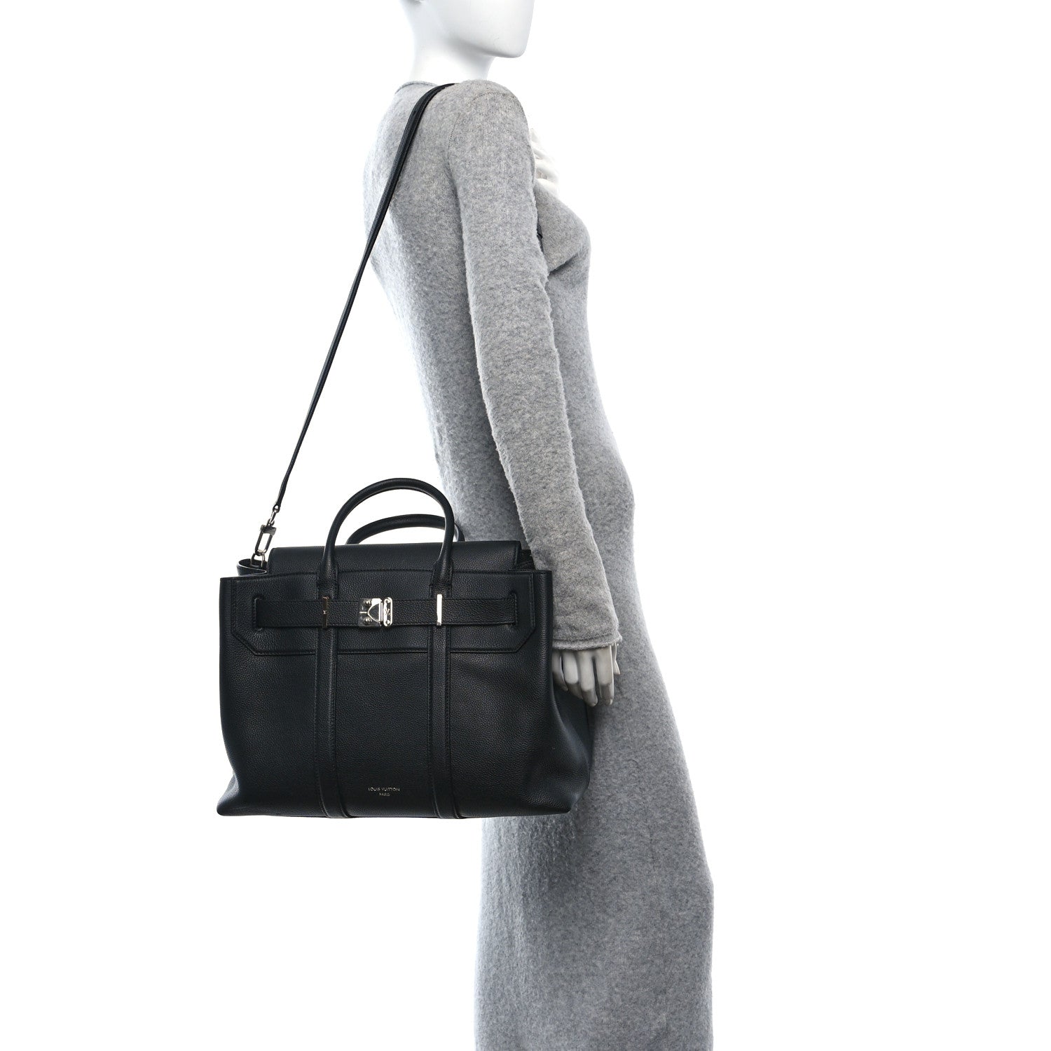 Louis Vuitton Millesime Calfskin Georges Tote MM Black 2 of 10