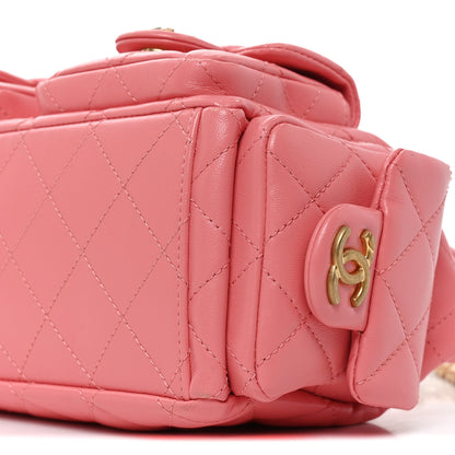Chanel Shiny Lambskin Quilted Trendy Pockets Hobo Coral Pink 10 of 10