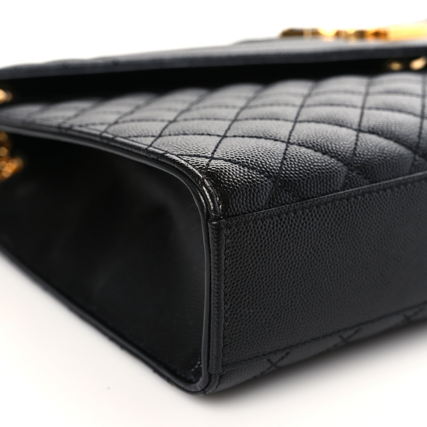 Saint Laurent Grain De Poudre Textured Mixed Matelasse Large Triquilt Monogram Satchel Black 7 of 8