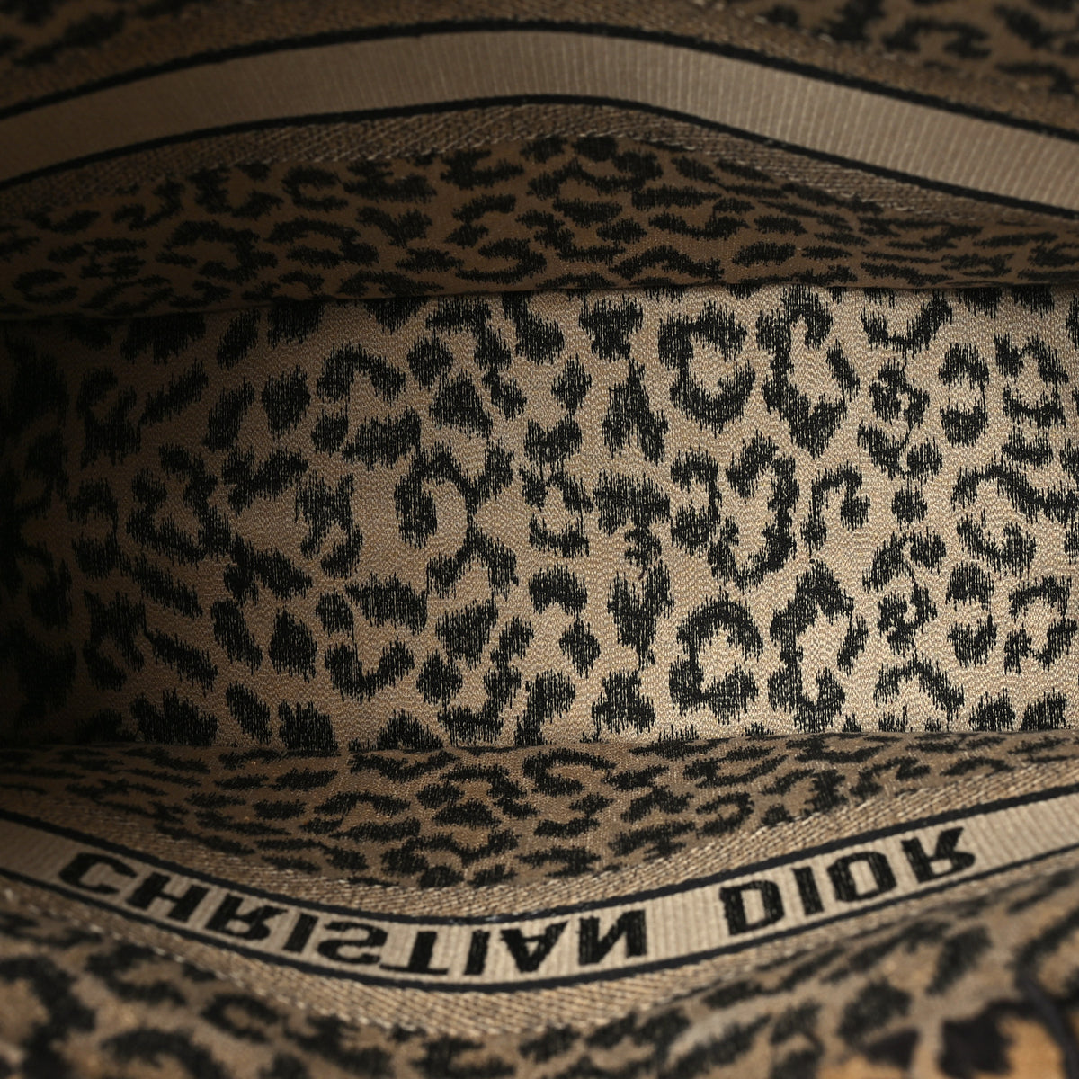 Christian Dior Canvas Mizza Embroidered Large Leopard Book Tote Beige 5 of 11