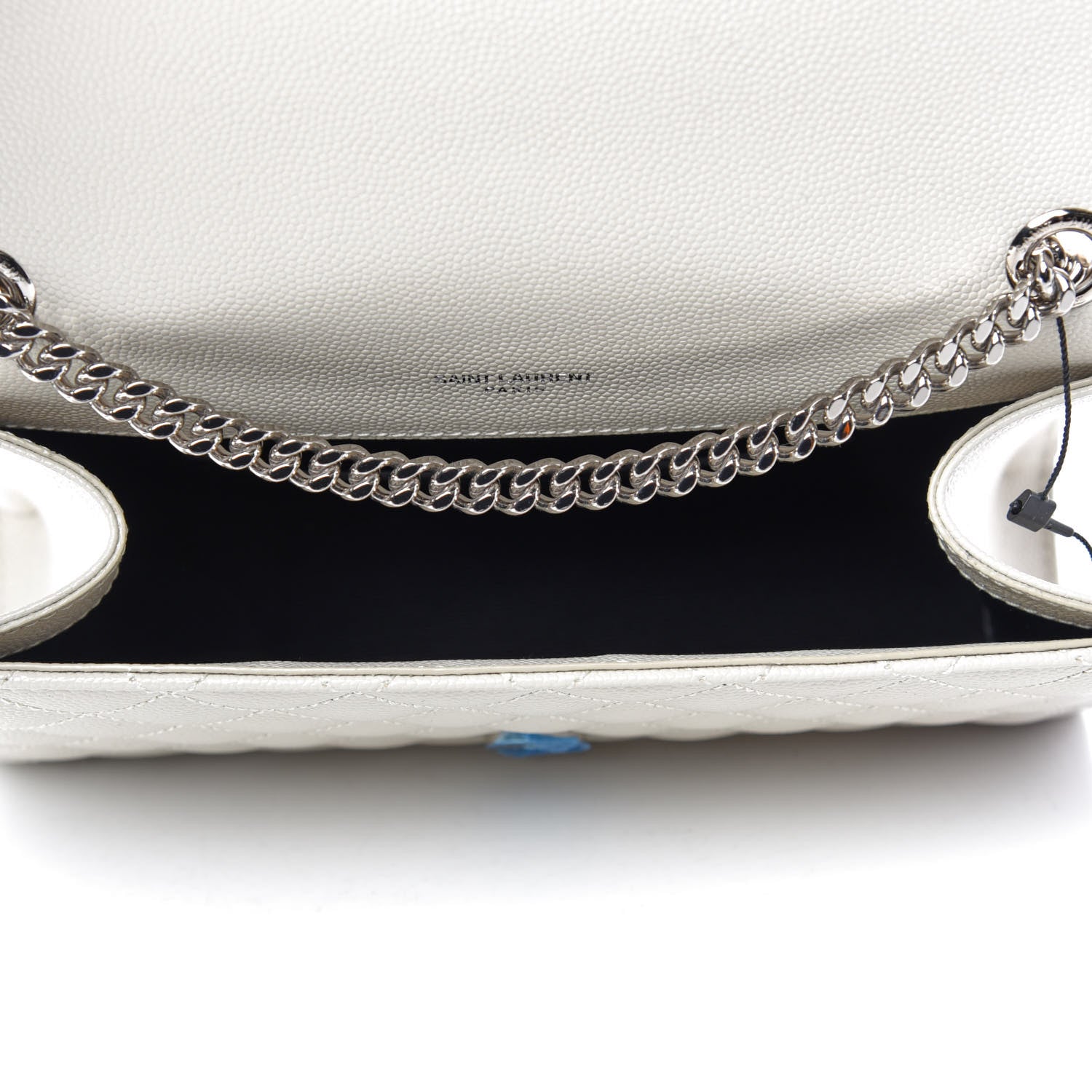 Saint Laurent Grain De Poudre Textured Mixed Matelasse Triquilt Small Monogram Satchel Crema Soft 5 of 10